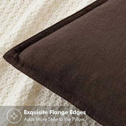 MIULEE Decorative Linen Euro Sham Pillow Covers 26x26 Dark Brown Boho Farmhouse Neutral Winter Couch Throw Pillows for Bed Pack of 2 Accent Modern Pillowcase Sofa Livingroom Home Decor