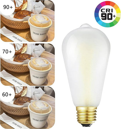 E26 Frosted LED Edison Bulbs, 6W Equivalent 60W,600LM,AC120V, Soft White 3000K,ST58 Dimmable Antique LED Filament Bulbs with 90+ CRI, Pack of 6 (6W=60W Soft White)