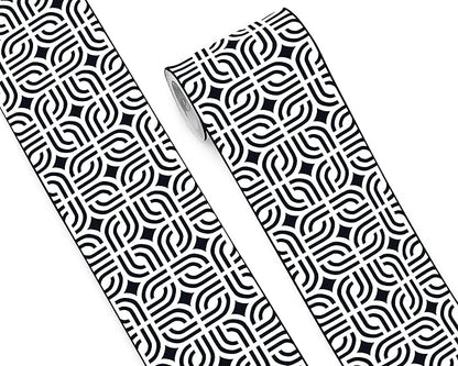 FLFK Wallpaper Border - Black and White Peel and Stick Wall Borders Decal Trim Geometric Pattern 7" x 240"