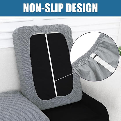 Smiry Waterproof Couch Cushion Covers, Stretch Jacquard Thick Sofa Cushion Covers, Washable Seat Slipcover Elastic Furniture Protector for Pets, Kid (Large, Light Grey)