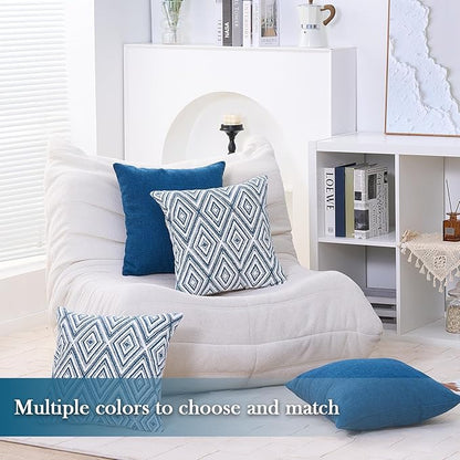 HPUK Decorative Throw Pillow Covers Set of 4 Couch Pillows Linen Cushion Cover for Couch Sofa Living Room, 18"x18" inches, Navy Blue