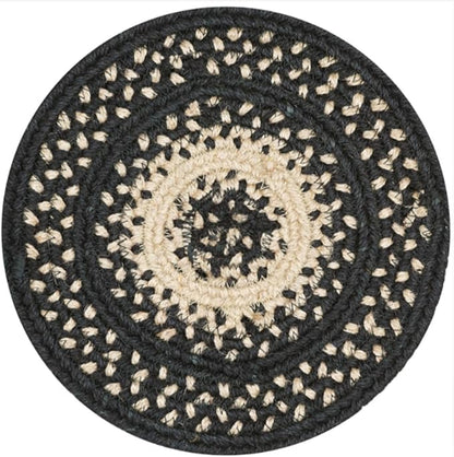 Homespice Manchester Jute Braided Trivets for Table, Country Primitive Decor, Set of 3, Black and Tan 8" Round Heat Resistant Mats - Rich Colors, Easy to Clean, Durable and Protects Furniture