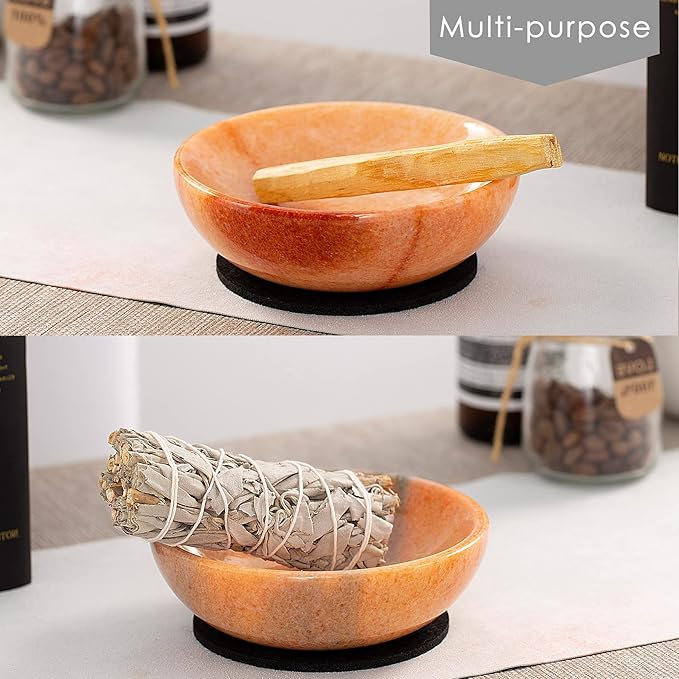 Rare Natural Red Marble Incense Holder, Beautiful Incenses Burner for Meditation, 9 Incense Holes Suitable for Most Incenses Types, Easily Grab All Incense Ash (Sunset Red)