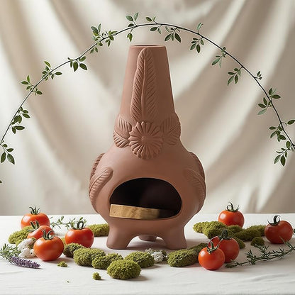 Handmade Terracotta Palo Santo Holder Burner & Sage Holde - Mexican Style Mini Tabletop Chiminea Tray with Ash Catcher, Decorative Incense Holder for Spiritual Meditation & Yoga