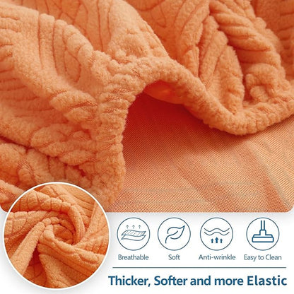 hyha Individual Couch Cushion Covers, Stretch Magic Sofa Seat Cushion Covers Washable, Dog Couch Sofa Slipcover for Pets, Kid with Elastic Bottom(Back Cover L, Orange)