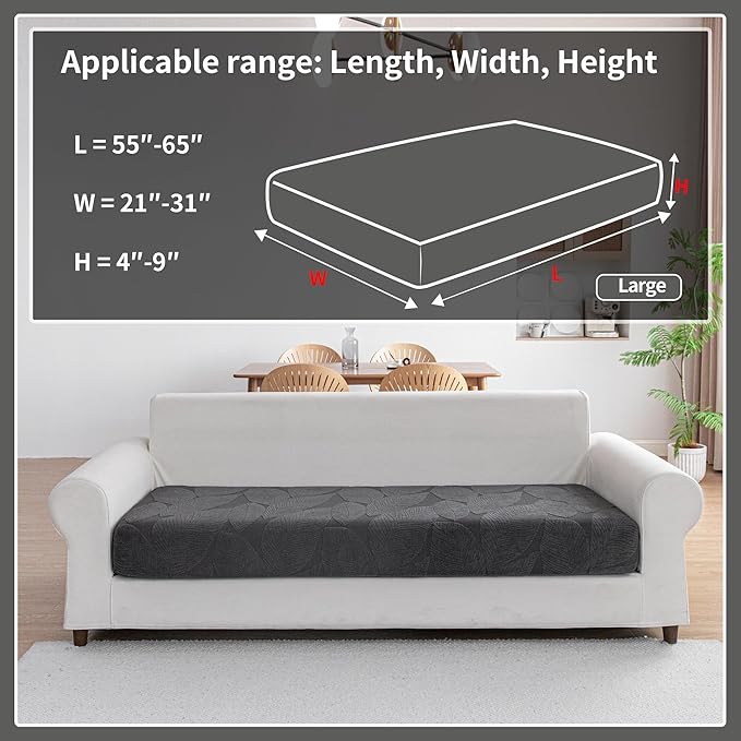 Couch Covers for Sectional Sofa, Washable Stretch Soft Sofa Cushion Covers L Shape Sofa Slipcovers Anti Slip Furniture Decor Protector for Pets (1PC Large Sofa Cover,Dark Gray)