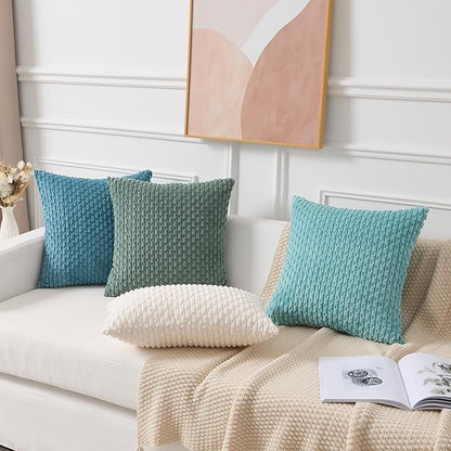 Kevin Textile 16x24 Inch Pillow Cover 1 Pack Boho Decorative Soft Striped Corduroy Lumbar Farmhouse Color Accent Rectangle Cushion Case for Living Room Couch Sofa Bed, Teal Green