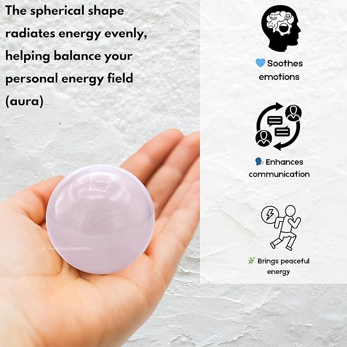 Amazing Gemstone Pink Calcite Crystal Ball with Stand - 1.5 Inches Crystal Sphere Meditation Balls for Witchcraft and Decorative Balls