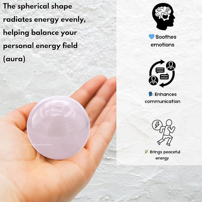 Amazing Gemstone Pink Calcite Crystal Ball with Stand - 1.5 Inches Crystal Sphere Meditation Balls for Witchcraft and Decorative Balls