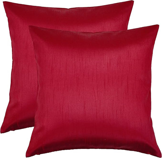 Aiking Home 26x26 Inches Faux Silk Square European Shams, Zipper Closure, Red (Set of 2)