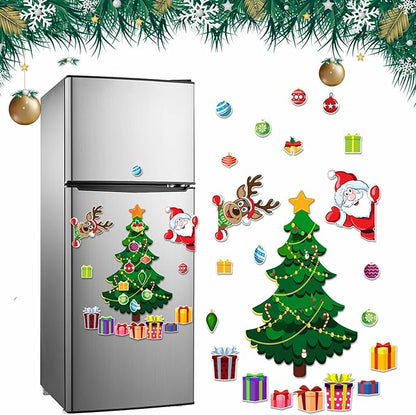 Magnetic Christmas Tree for Refrigerator, Soft Magnetic Ornaments Set, Reusable Holiday Decor for Kids & Family, Fun Xmas Decoration for Home, Kitchen, Office