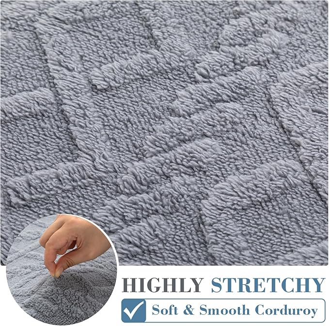 3 Pcs Jacquard Couch Cushion Covers for Sofa Stretch Plush Soft Seat Cover Washable Sofa Slip Covers with Elastic Bottom Modern Boho Furniture Protector for Sectional Slipcovers(Light Gray)