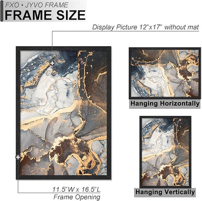 Engineered Wood 12x17 Picture Frame Set of 6, Black Frame for 12 x 17 Inch Picture Poster Photo, Light Weight 12 by 17 Frame with Wood-grain for Wall - 6 Pack/Black/12 x17
