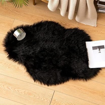 MIULEE Fluffy Rug Soft Shaggy Faux Fur Area Rug Luxury Plush Cloud Shape Carpet for Halloween Bedroom Living Room Sofa Chair 2 x 3 Feet, Black