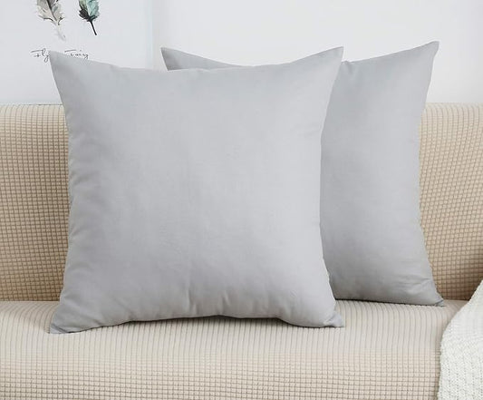 TangDepot Handmade Decorative Solid 100% Cotton Canvas Throw Pillow Covers/Pillow Shams, (18"x18", Gray Stone)