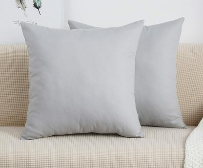 TangDepot Handmade Decorative Solid 100% Cotton Canvas Throw Pillow Covers/Pillow Shams, (16"x16", Gray Stone)