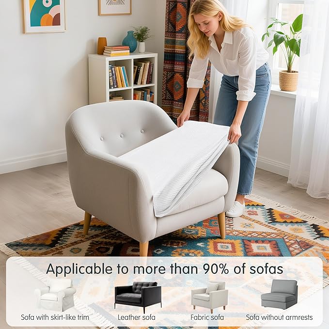 Hokway Couch Cushion Covers Stretch Cushion Covers Sofa Seat Cushion Slipcover Cushion Protector(White, Small)