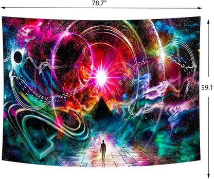 Delur Time Travel Tapestry Galaxy Universe Starry Sky Wall Hanging Tapestry Milky Way Outer Space Abstract Psychedelic Nebula Headboard for Bedroom Living Room Home Decor (59.1" x 78.7")