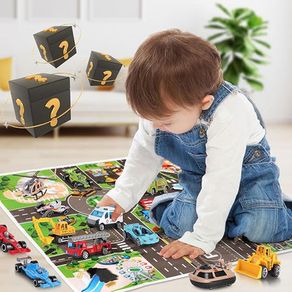 24 PCS Play Vehicles Advent Calendar, 24 Days of Surprises Toys Box, Christmas Countdown Advent Calendars for Kid Boys