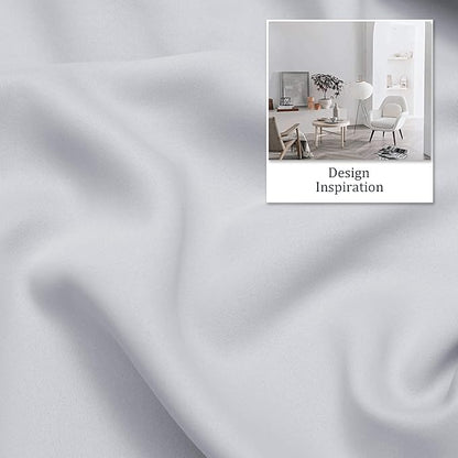 DUALIFE Greyish White Curtains 63 Inches Long Thermal Insulated Room Darkening Window Drapes for Living Room Blackout Curtain Panels for Bedroom 42x63 Inch Length 2 Panels