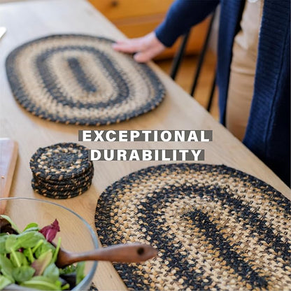 Homespice Kilimanjaro Dining Placemats, Warm Primitive Decor, Set of 6, Black and Tan - 13x19 Rectangle Table Mats - Vibrant Colors, Durable, Easy to Clean and Protects Furniture