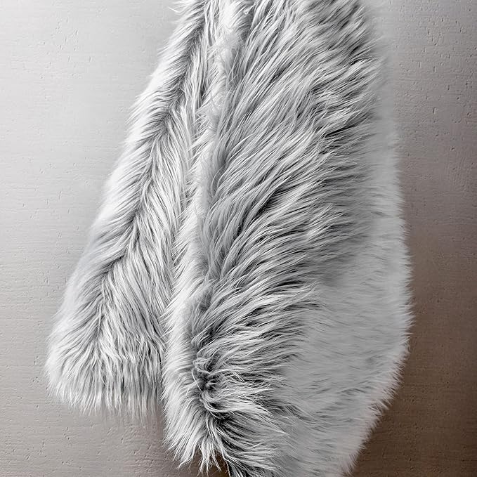 Ashler faux fur rug, Fluffy Shaggy Area Rug Ultra Soft 2 x 6 Feet Sheepskin Fur Rug, Frosted Bottom Gray Fuzzy Rug Machine Washable Shag Rug, Nursery Decor Throw Rugs for Bedroom, Living Room