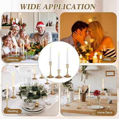 Layhit 24 Pcs Gold Candle Holders Taper Candle Holders for Candlestick Matte Metal Candlestick Holder with Various Heights 3.3" 5.5" 6.3" for Wedding Table Centerpiece Decoration