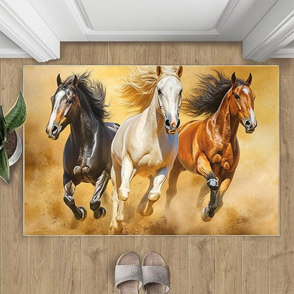 Horses 6x9 Area Rugs for Living Room Stouts Washable Rug Desert Landscape Rug Non Slip Low Pile Soft Area Rugs for Bedroom Bedside Dining Room Kids