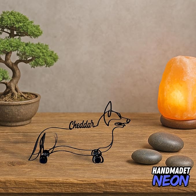 Personalized Corgi Dog Minimalist Sculpture, Custom Dogs Name Metal Desk Decor, Decorative Aesthetic Table Sign Gifts for Officer, Friends, Animal Lover, Kids, Mom, Dad
