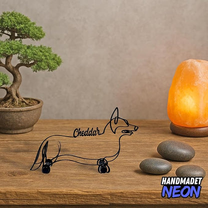 Personalized Corgi Dog Minimalist Sculpture, Custom Dogs Name Metal Desk Decor, Decorative Aesthetic Table Sign Gifts for Officer, Friends, Animal Lover, Kids, Mom, Dad
