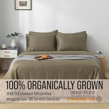 Bella Coterie 6 Piece Luxury Bamboo Viscose King Size Sheet Set | 100% Organically Grown | Cooling for Hot Sleepers | 18" Deep Pocket | Soft & Hypoallergenic | 4 Pillowcases [Olive]