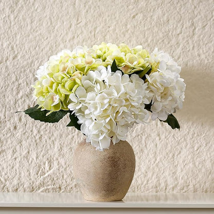 White Ceramic Rustic Flower Vase, 6.3 Inch Pottery Modern Vase for Shelf, Tabletop, Vintage Farmhouse Home Decor for Coffee Table, Living Room, Mantle, Fireplace, Entryway