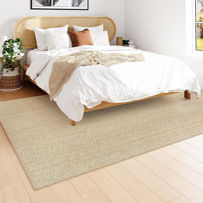 Collive Boho Living Room Rugs 5X8 ft, Washable Area Rug Woven Cotton Modern Bedroom Rugs, Tan Floor Carpet Braided Rug for Dining Room Living Room Nursery Room, Outdoor Rug for Patio Balcony Decor