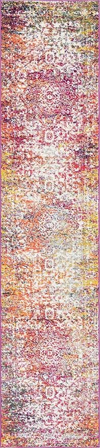 Rugs.com Arlington Collection Rug – 12 Ft Runner Multi Medium-Pile Rug Perfect for Hallways, Entryways