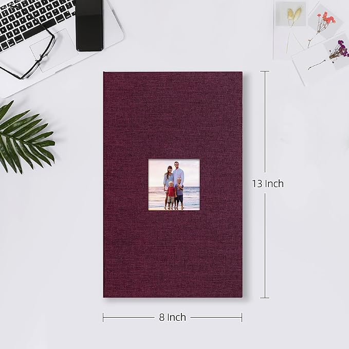 Mublalbum Small Photo Album 4x6 300 Photos Linen Cover Picture Book with Horizontal Pockets for Wedding Family Anniversary and Baby (Purple)