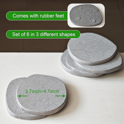 Diatomaceous Earth Coasters Set of 6 for Drinks, Moisture Water Absorbent Stone Coasters for Table Desk at Work, Water Absorbing Instant Drying Diatomite, Modern Light Grey