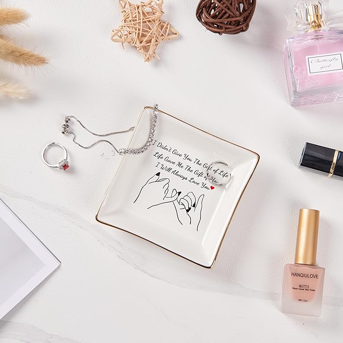 Daughter in Law Gifts Stepdaughter Bonus Daughter Gifts Trinket Dish, Birthday Christmas for Daughter in Law Bonus Daughter Stepdaughter - Life Gave Me The Gift of You
