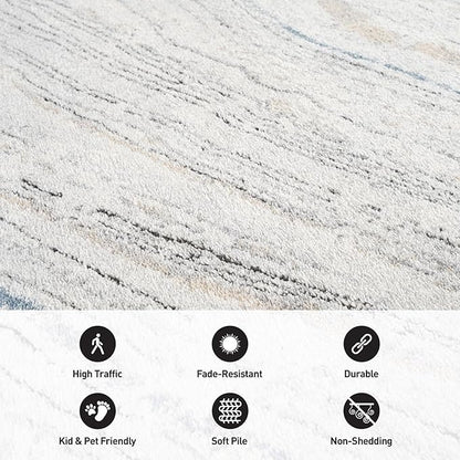 Rugshop Marble Swirl Distressed Gray Area Rug Modern Indoor Rug for Living Room, Bedroom, or Dining 2' 3" x 8' Runner Ideal for Hallway, Kitchen, Entryway, or Behind The Sofa