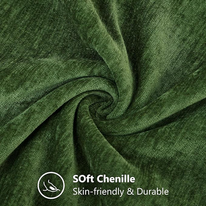decorUhome Chenille Moss Green Spring Throw Pillow Covers 26x26 Inch Set of 2, Decorative Soft Couch Pillow Covers Solid Dyed Accent Farmhouse Neutral Square Pillow Cases for Sofa