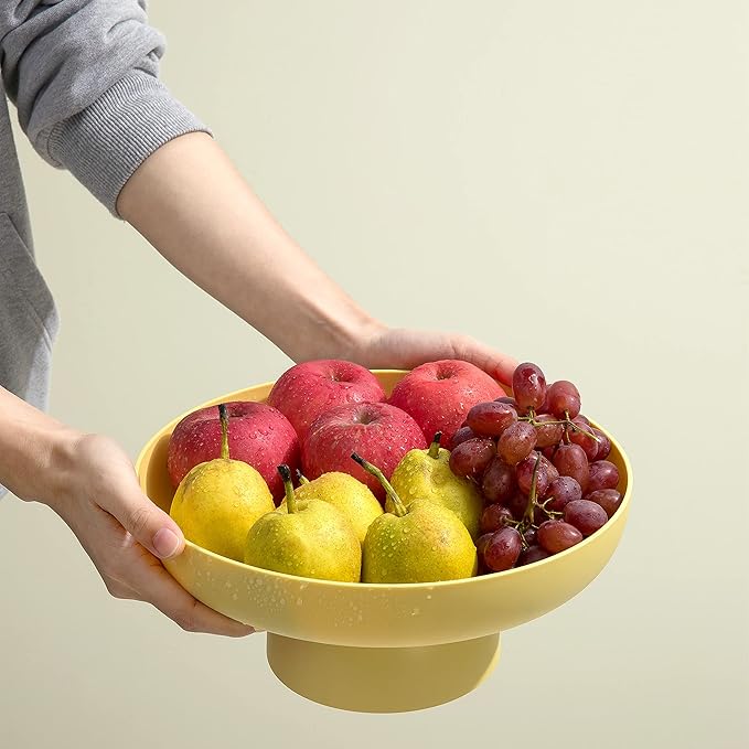 Fruit bowl Fruit Basket for Kitchen Countertop Kitchen Storage Baskets Stand Organization, Decor Centerpiece Counter or Dining Room Tables (yellow)
