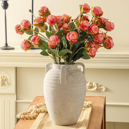 Ceramic Flower Vase Home Decor - 8.7" Farmhouse Flower Vases Rustic Vintage Aesthetic Modern for Table Living Room Kitchen Bedroom Decoration House Desk Decorative Accessories Gift (Rustic)