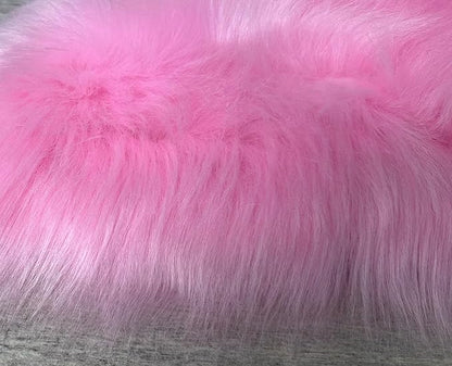 Free Shape Luxury Soft Fluffy Shag Area Rug Triple Side by Side 3'x6', 90x180cm - Vegan Fur Ultra Soft Indoor Carpet Nursery Rugs for Bedroom Home Decor, Pink