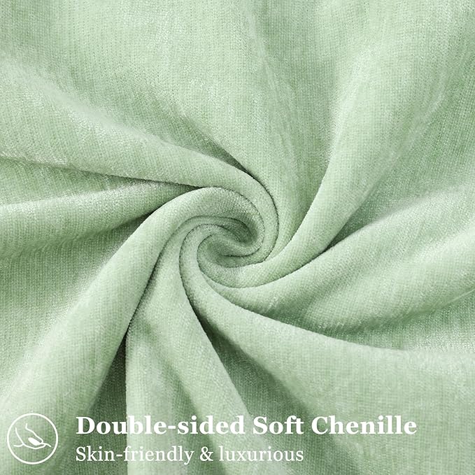 decorUhome Spring Couch Throw Pillow Covers 16x16 Set of 2, Decorative Soft Velvet Neutral Chenille Pillow Covers with Elegant Design for Sofa Bed Living Room Home Decor, Sage Green