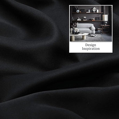 DUALIFE Black Curtains 45 Inch Length - Black Out Thermal Insulated Grommet Drapes for Office Small Windows 52x45 Inches Long Set of 2 Panels
