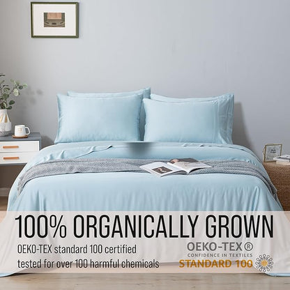 Bella Coterie 7 Piece Luxury Bamboo Viscose Split King Size Sheet Set | 2 Fitted Sheets for Adjustable Beds | 100% Organically Grown | Cooling for Hot Sleepers | 4 Pillowcases [Coastal Blue]