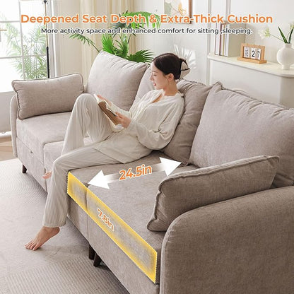 104'' Modular Sectional Sofa with Seats Storage,Oversized U Shaped Couch for Living Room,Comfy 3-Seater Cloud Couches with Deep Seat, Movable Ottoman, 2 Throw Pillow,Chenille,Khaki