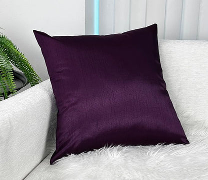 Aiking Home Collection 26x26 Inches Faux Silk Square European Shams, Zipper Closure, Eggplant (Set of 2)