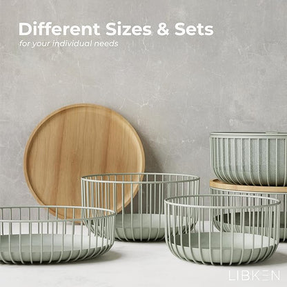 Wire Fruit Bowls-Stylish Metal Wire Fruit Basket for Kitchens-Decorative Fruit and Veg Storage Holder-Ideal Kitchen Accessories for Modern Decor-Light Green, 1 Unit, H4xL11xW11in - Heavy weight