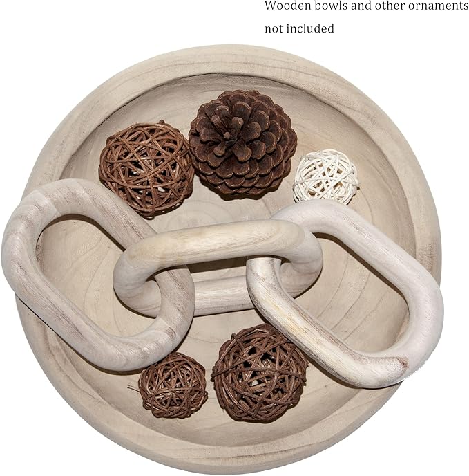 SCUBERT - 3 Link Wood Knot for Home Decoration,Wood Chain Link Decor,Decorations for Living Room, Rustic Farmhouse, Shelf,Coffee Table Decor