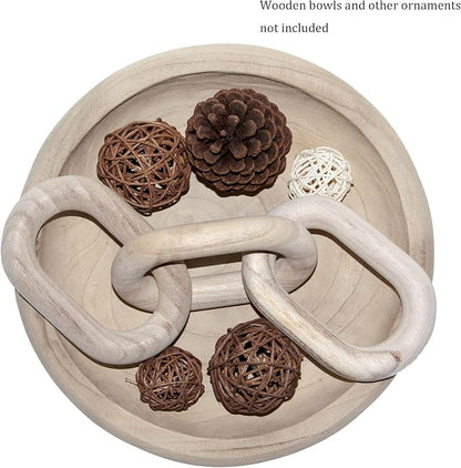 SCUBERT - 3 Link Wood Knot for Home Decoration,Wood Chain Link Decor,Decorations for Living Room, Rustic Farmhouse, Shelf,Coffee Table Decor